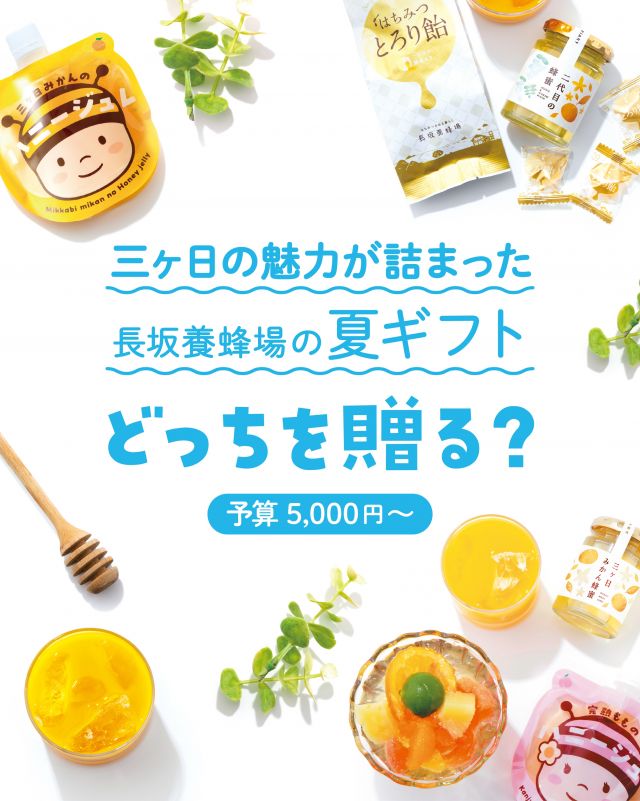 \贈り物にいかがですか？〜三ヶ日の魅力詰め合わせギフト編〜🎁/

みなさま、こんにちは😊
じりじりとした夏の暑さを感じる季節になってまいりましたね🌻

早いものでもう7月🗓️
季節のご挨拶に贈り物を送りたいのだけど何にしようかな〜と悩まれている方もいらっしゃるのではないでしょうか🤔
長坂養蜂場では7/26(日)までの期間中、送料無料の「夏の特選ギフト」をご用意しております💁‍♀️

種類は7種類ございます💝
今回は『三ヶ日の魅力詰め合わせギフト』編。
「②家族が笑顔になるお楽しみギフト」
「⑦夏の贅沢詰め合わせギフト」がおすすめです💛

三ヶ日みかん青しぼりや三ヶ日みかん蜂蜜などなど、ここ三ヶ日ならではの商品が入ったギフトです🍊
「地元のものを贈りたい」という方にぴったりなギフトです✨✨

お中元の贈り物はもちろん、その他のギフトやご自宅用としてももちろんおすすめです⭐️
ぜひご検討くださいませ。

※一部北海道、沖縄離島は送料がかかります。ご了承くださいませ。
⁡
それでは、今日もぬくもりある素敵な一日になりますように😌
BEE HAPPY💫

- - - - - - - - - - - - - - - - - - - - -

🏡 長坂養蜂場 三ヶ日本店 @nagasaka_apiary
📍 静岡県浜松市浜名三ヶ日町下尾奈97-1
🈺 午前9：30～午後5：00
📆 毎週水曜・第2火曜定休
🅿️ 無料80台分あり

▶︎プロフィールのリンクからお買いものできます♪→@nagasaka_apiary

- - - - - - - - - - - - - - - - - - - - -
.
.
#長坂養蜂場 #養蜂場 #はちみつ専門店 #夏ギフト #お中元